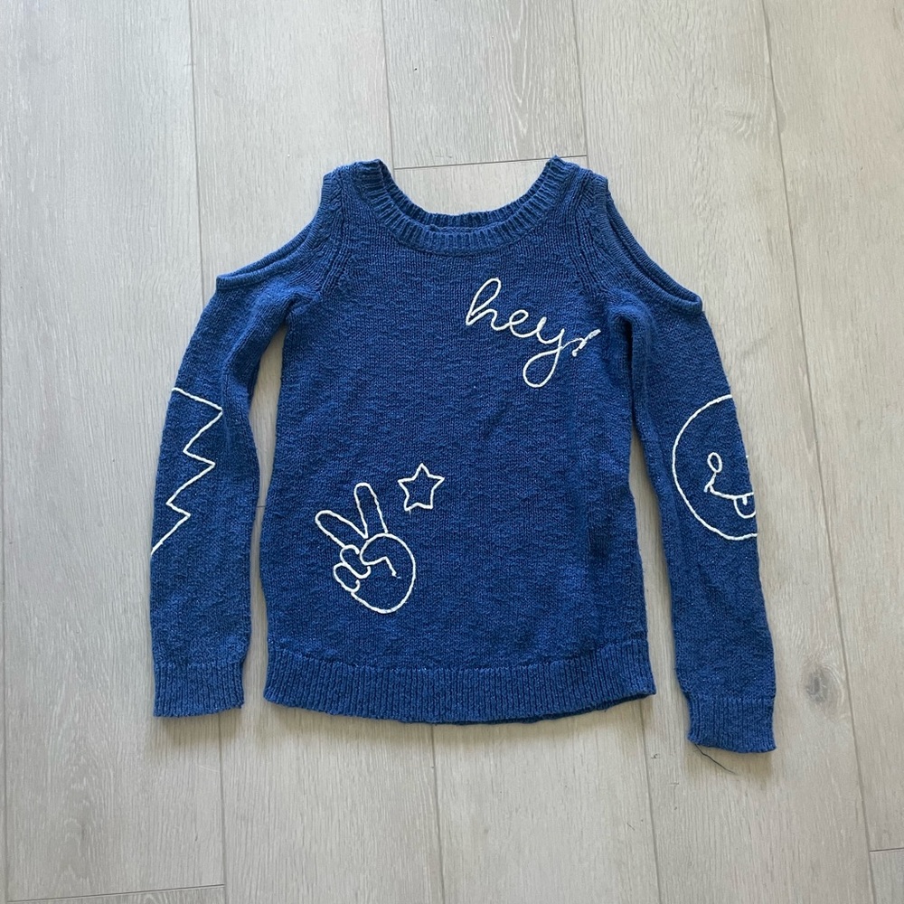 Justice girls cold shoulder sweater Sz 8